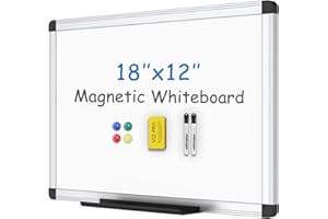 VIZ-PRO Magnetic Whiteboard/Dry Erase Board, 18 X 12 Inches, Includes 1 Eraser & 2 Markers & 4 Magnets