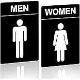 Restroom Sign - (2 Pack) 9"x6" Women and Men for Business with Strong Self-Adhesive, Bathroom Signs for Home Door or Wall, Ideal Unisex Bathroom Sign for Women and Men, Easy to Install
