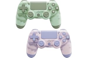 BOOWEN 2 Pack Wireless Controller for PS4, Compatible with Sony PlayStation 4/Pro/Slim, Gamepad with USB Cable, Dual Vibration 6-Axis Control, Touch Pad, Built-in Speaker & Stereo Headphone Jack(Pink+Green)