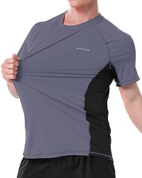 VAYAGER Men's Swim Shirts Rash Guard UPF 50+ Quick