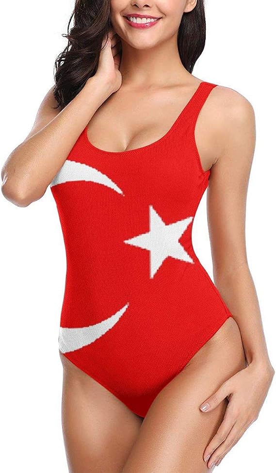 Amazon Turkey Flag Women S Stripe Halter One Piece Swimsuit Keeping You Accompained Swimwear ワンピース 通販