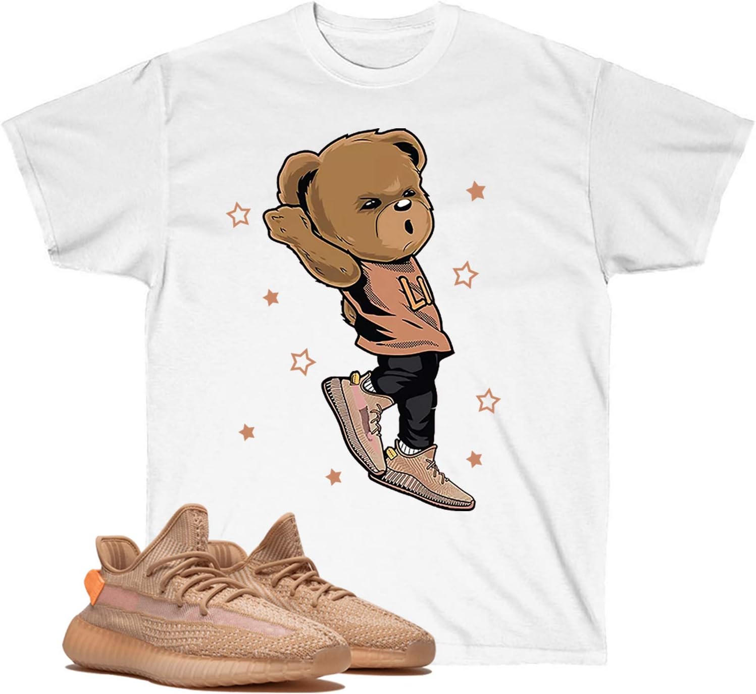 Shooting Bear in Yeezys Boost 350 Clay Shirt, White and Black Unisex T-Shirt