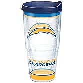 Tervis Made in USA Double Walled NFL Los Angeles Chargers Insulated Tumbler Cup Keeps Drinks Cold & Hot, 24oz, Tradition