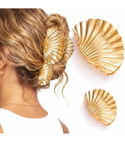 Gold Shell Hair Clips - Set of 2 Golden Spiral Shell Hair Clip – Set of 2 – AndyLiz main image 2