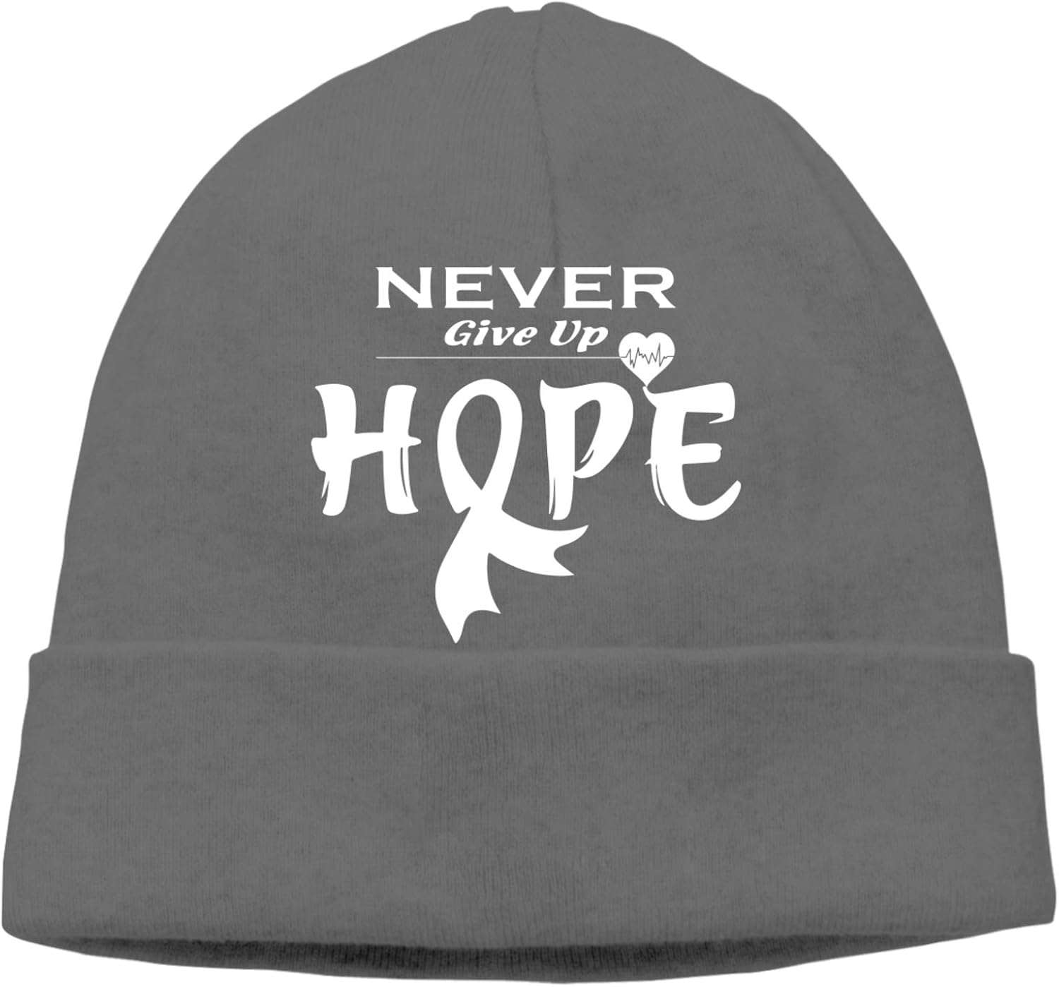NBBD Lung Cancer Awareness Stretchy Soft Beanie Hat Unisex Cuffed Plain