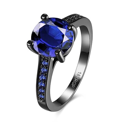 Fulemay Anello Da Donna In Lega Placcato Colore Nero Canna