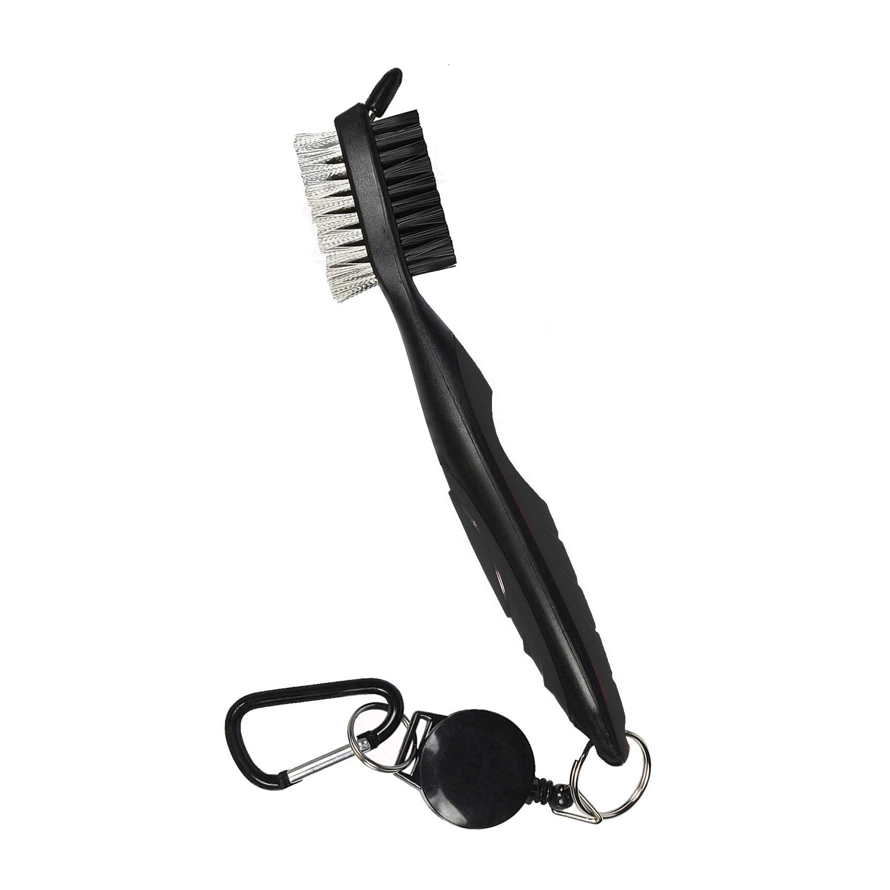 Tyouki Golf Club Brush and Groove Cleaner, Nylon & Steel Brush Golf Clean Tool with Retractable Zip-line, Aluminum Carabiner - Lightweight/Ergonomic Design/Easily Attaches to Club Bag