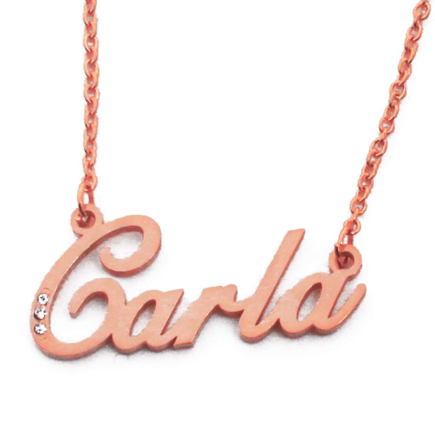 Kigu Carla Personalised Milan Name Necklace - 18ct Rose Gold Plated - Custom Jewellery - Incl Gift Packaging