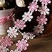 Yalulu 5 Yards Classic Mini Pink Daisy Sun Flower Lace Trim DIY Ribbon Art Crafts Tape Decoration