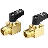 QWORK Air Compressor Valve, 2 Pack, Brass Mini Ball Valve, 1/4 in. NPT Male x NPT Female Shutoff Valve