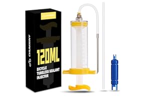 CHUMXINY Tubeless Sealant Injector,120 ML Tire Sealant Injector with Push-in Metal Connector for Presta Schrader Valve