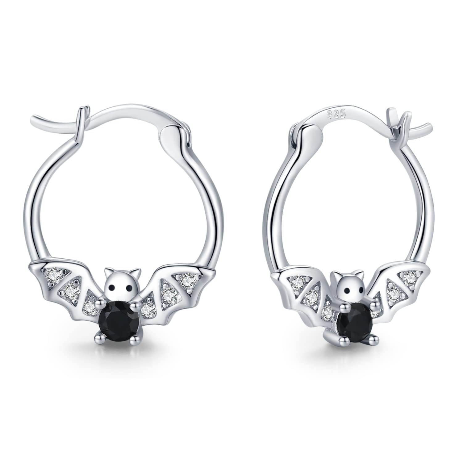 Bat Hoop Earrings for Women Girls 925 Sterling Silver Gothic Hypoallergenic Earrings for Sensitive Ears Halloween Christmas Jewellery Stocking Stuffers Gifts