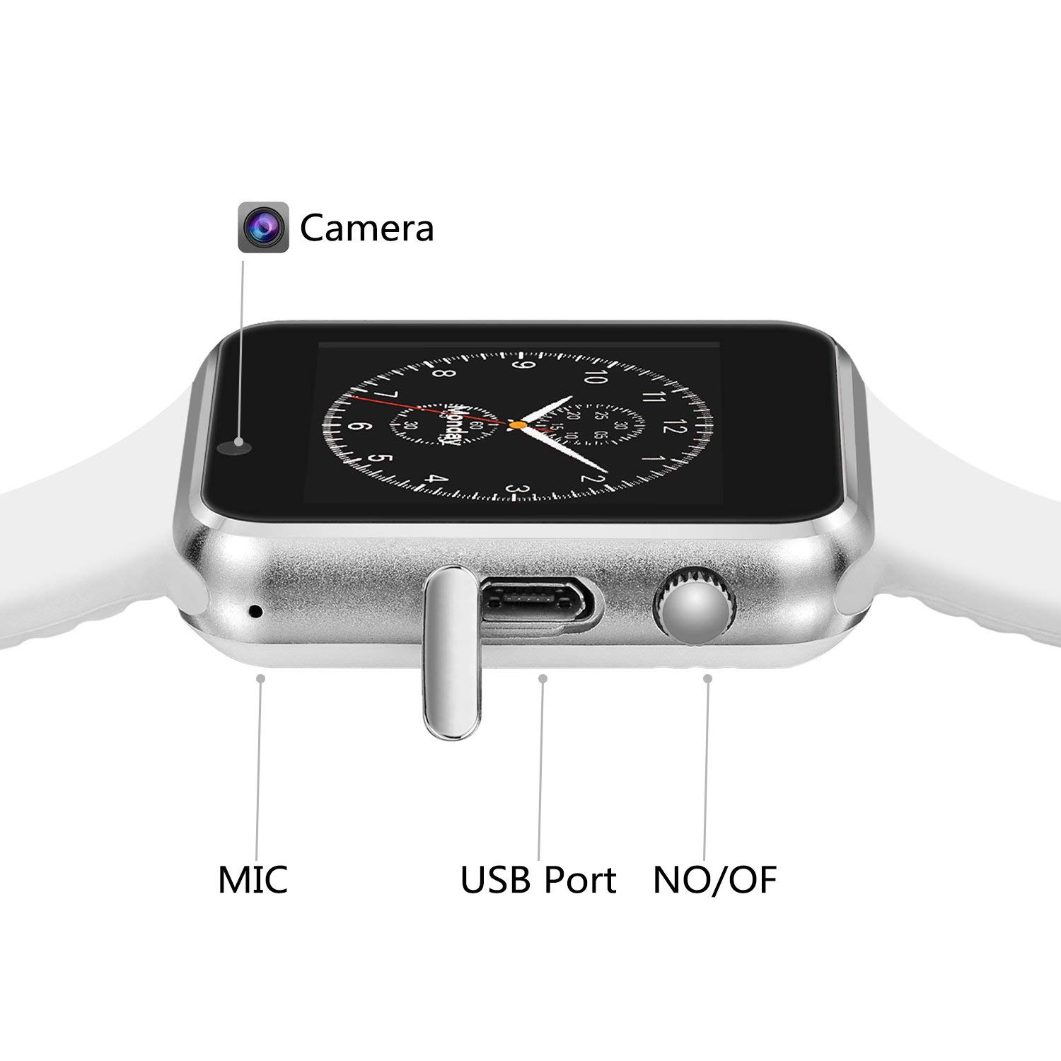 Smart Watch with Bluetooth Camera Music Player for iOS iPhone, Android