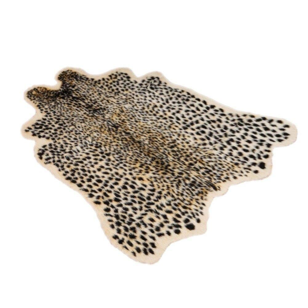 Photo 1 of Leopard Print Area Rug Faux Cowhide Skin Fur Non-Slip Cheetah Rug Small Accent Distressed Animal Print Hide Mat Floor Carpet for Door Mat Entryway Bedrooms Laundry Room Decor 3.3x2.95Ft, Leopard