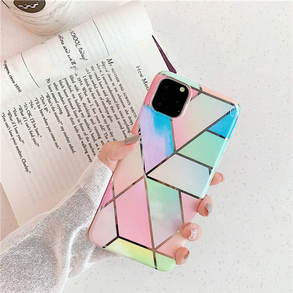 Case for iPhone 11 Pro Max Marble Case,Glossy Sparkle Girls Women Polished Plating Mosaic Marble Designed Flexible Soft Rubber Gel TPU Back Case Cover for iPhone 11 Pro Max Silicone Case,Colorful