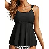 Flowy Tankini Top Only - Women's Modest Bathing Suit Top Loose Fit Swimsuit No Bottom 2025