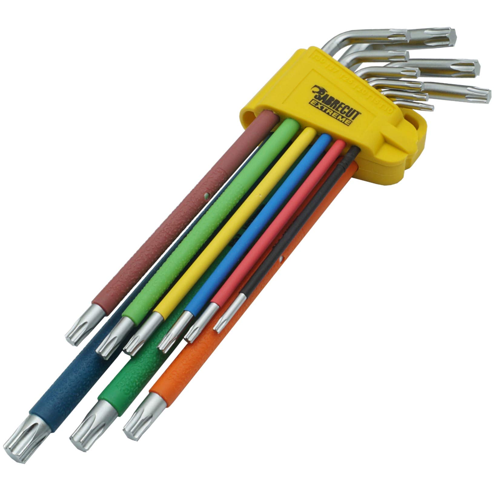 SabreCut 9 Piece SCTX009S Soft Grip Extra Long Torx Key Set with Colour Coding - Sizes T10-T50