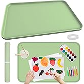 MVRPOWER Silicone Art Mat for Painting, 24"x16" Green Roll Up Craft Mat with Raised Edges, Non-Slip Surface Protector