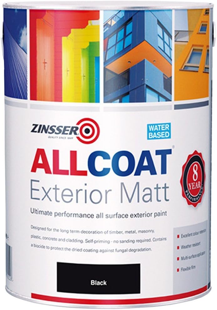 Zinsser Allcoat Exterior Matt 1 Litre Paint - Black