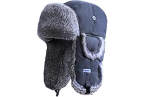 SIOLYAG Winter Trapper Hat,100% Rabbit Fur Russian Ushanka Aviator Hunting Ski Hat Winter Hat with Ear Flaps
