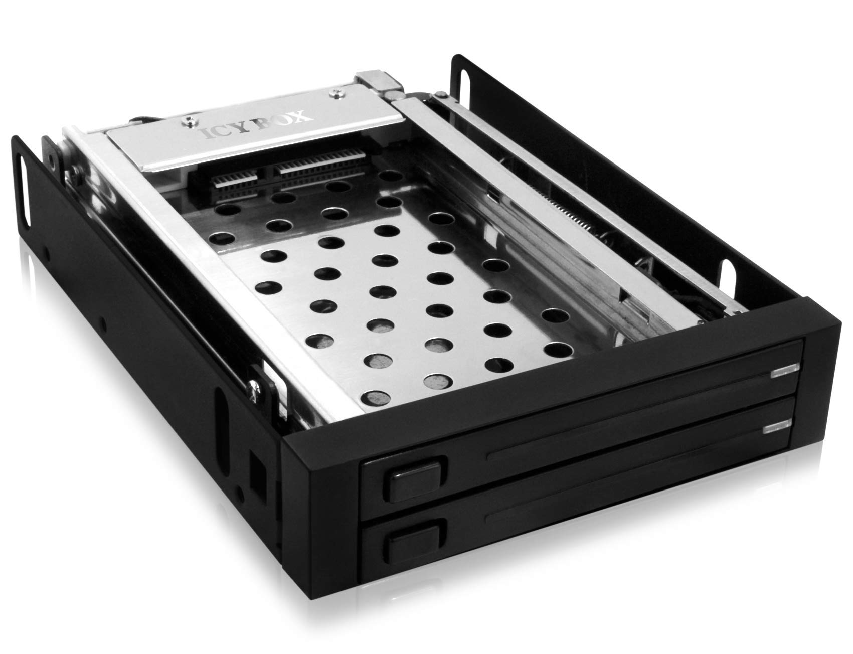 ICY BOX Removable Frame for 2x 2.5" (6.35 cm) SSD/HDD for 1x 3.5" Bay, HotSwap, Aluminium, Black, IB-2226StS