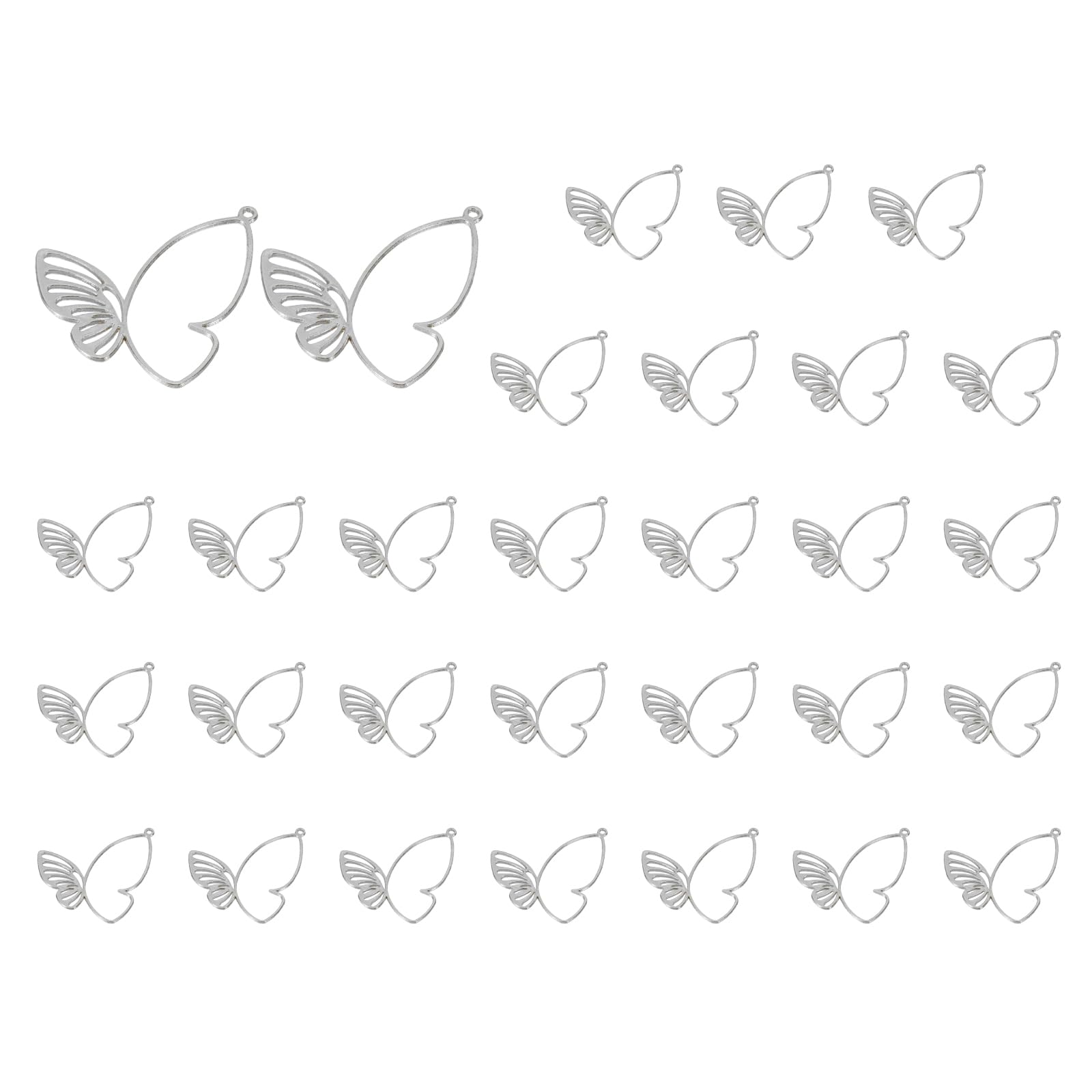 PATIKIL Butterfly Charm, 30 Pcs Alloy Butterfly Open Back Bezel Frames for DIY Crafts, Dark Silver, 1.54 x 1.5 Inch