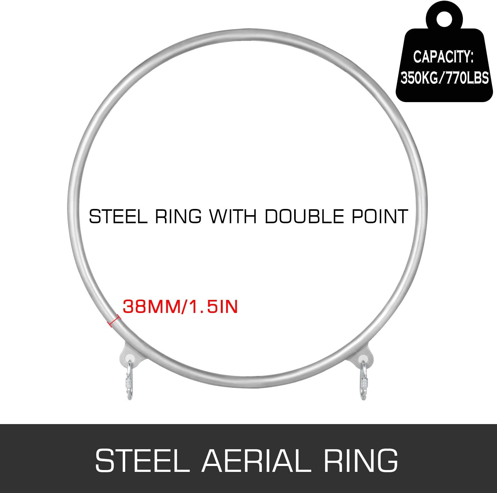 Yepsport Lyra Hoop Stainless Strength Tested 85cm Double Point Circus Aerial Equipment Yoga Hooppsport Yoga Eqiupment Carabiners Swivel Spanset