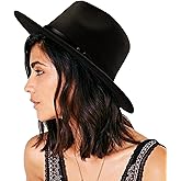 DRESHOW Women Classic Felt Fedora Wide Brim Floppy with Belt Buckle Panama Hat