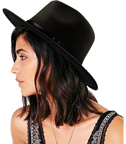Lisianthus Fedora Hat for Women Belt Buckle Trilby Felt Jazz Hat Lisianthus Women Belt Buckle Fedora Hat Black | Unisex  main image 2