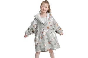 NAFLEAP Wearable Blanket Kids Hoodie Oversized Fleece Sherpa Christmas Sweatshirt Gift for Girls