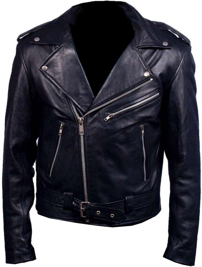 TOFFHUB Nicolas Cage Ghost Rider Cowhide Motorbike Leather Jacket XXS-5XL Black