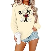 FLOYU Women Sunday Funday Sweatshirt Cute Football Graphic Pullover Game Day Weekend Tops Casual Football Season Shirt
