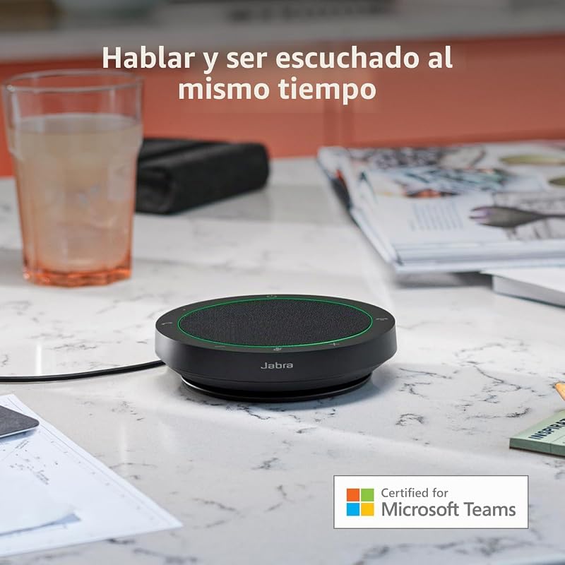Alto-falante bluetooth sem fio jabra speak2 75, 4 microfones com cancelamento de ruído, alto alcance de 65 mm e áudio de banda super larga - certificado para equipes ms - cinza escuro