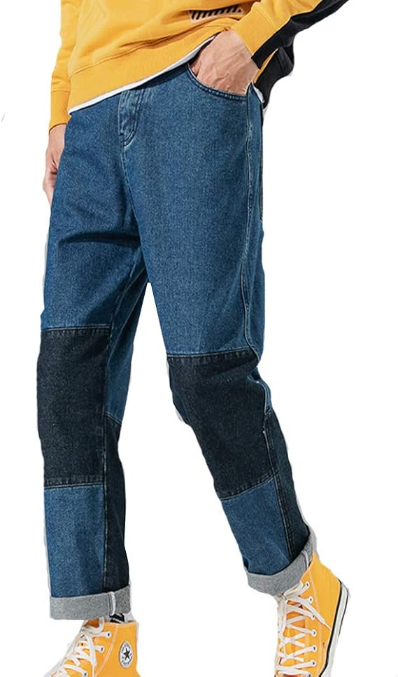 Amazon Jetmillio ジーンズ メンズ パンツ ストレート 緩い ボタン ズボン ミックスカラーレトロ ファッション 男性 九分丈 パンツ シリーズ ストレートジーパン ロングパンツ 春夏秋冬 人気 パンツ デニム 通学 通勤 カジュアル 長ズボン ジーンズ 通販