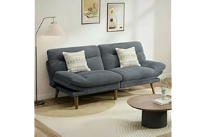 Pipishell Futon Sofa Bed, Modern 66" Futon Couch Convertible to Bed & Lounger, Compact Size, Comfortable Cushions, Durable Construction - Fits Small Spaces, Corduroy (Volcanic Gray, 66 Inch)