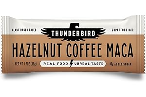 THUNDERBIRD REAL FOOD BARS Thunderbird Bars Energy Snack, Gluten-Free with Protein, Healthy Real Food, Vegan Paleo Non-GMO, No Added Sugar, Hazelnut Coffee Maca Flavor (12 Count, 1.7 oz. Bars)