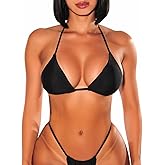CHANGEZOE Triangle Bikini Tops for Women Halter String Bathing Suit Tops Sexy Brazilian Black White Swimsuit Top