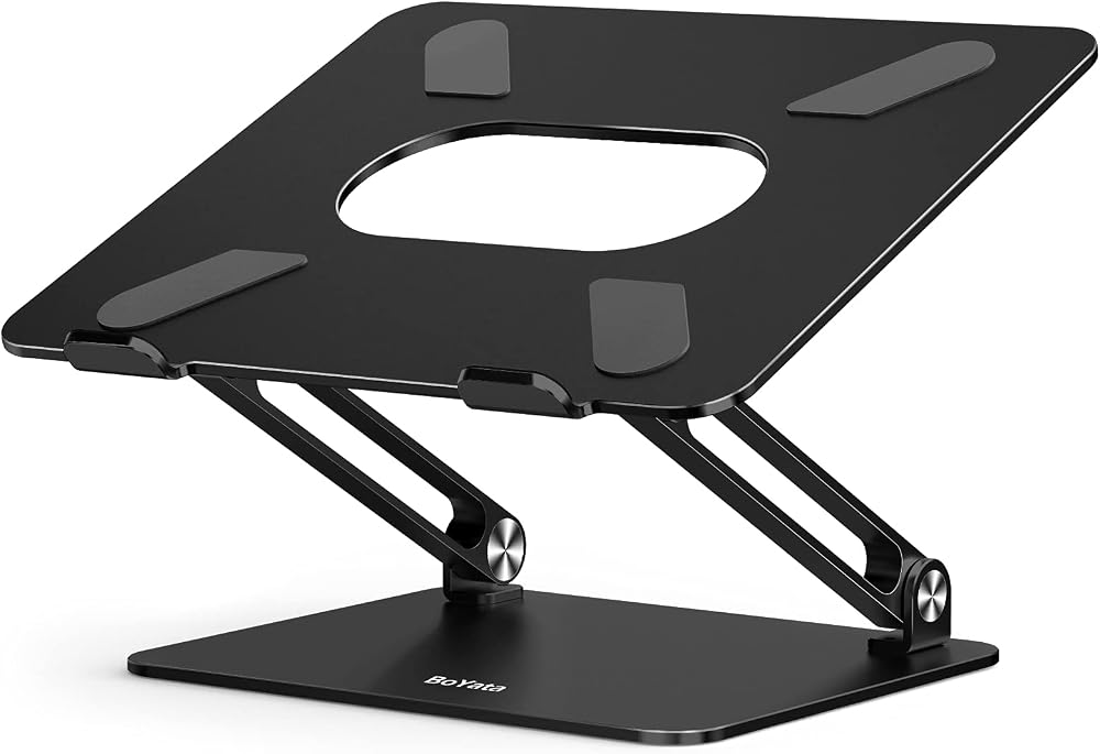 BoYata Laptop Stand Ergonomic Aluminum Height Adjustable 10-17 inch Black