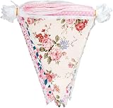 kuou Fabric Bunting Banner 15M 50Ft 45 Cotton Flags Pink Green Floral view 3