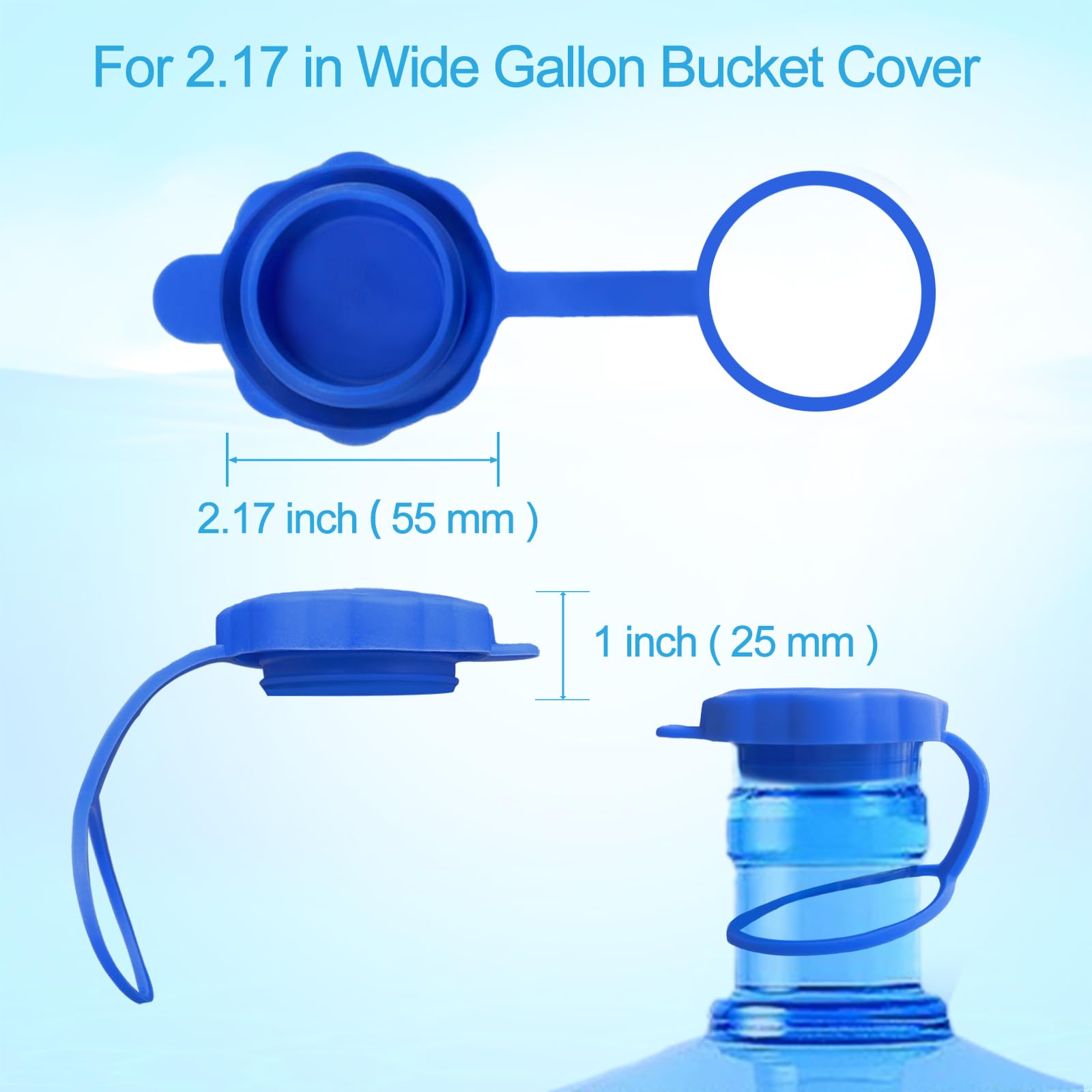 Xaxuqtu【5 PCS】3 & 5 Gallon Water Jug Cap, Upgrade Reusable Replacement Caps, Non Spill Lids for 55mm Water Bottle