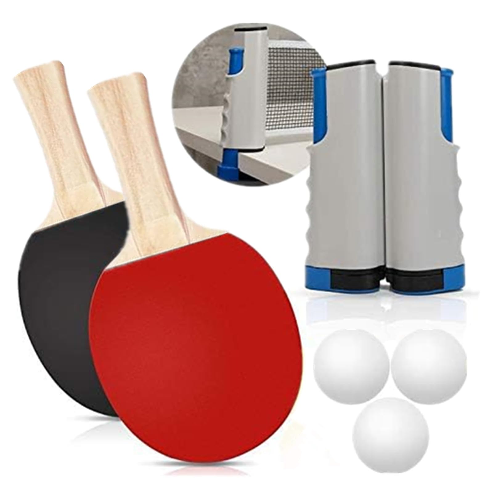Table Tennis Suit With Retractable Net Frame, Instant Indoor/Outdoor Games, Portable, Expandable (2 Rackets, 3 Balls)