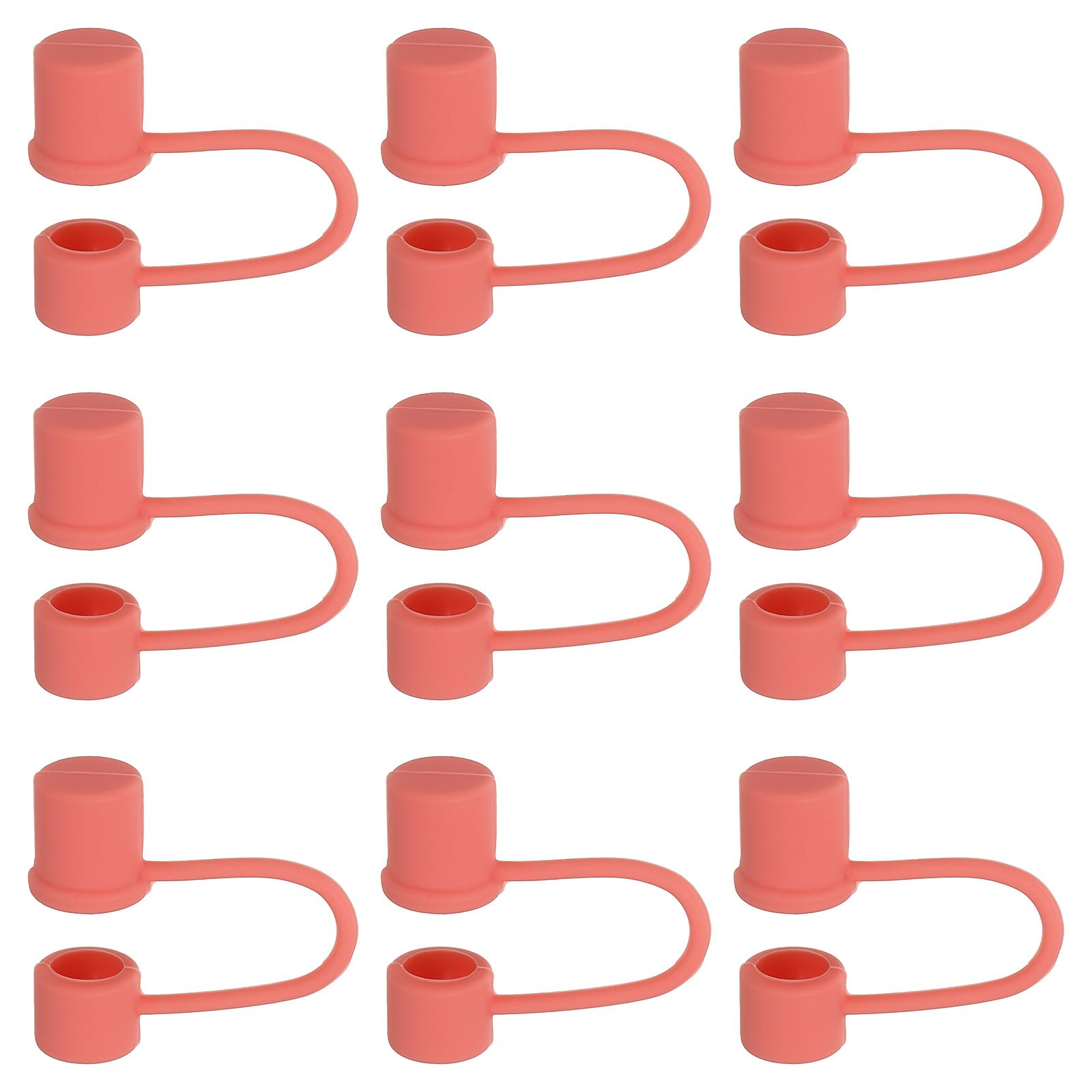 PATIKIL 0.4 In/10mm Silicone Straw Cover Cap, 9Pcs Dust-Proof Straw Tips Reusable Drinking Straw Caps, Coral