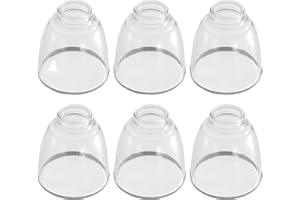 SEWTEROLYN 6-Pack Clear Glass Shade with Metal Ring,Bell Shaped Glass Shade Covers Ceiling Fan Lamp Replacements, Light Fixtures Lampshade for Chandelier Wall Sconces, 1.57" Fitter, 4.92" High x 4.72" Diameter
