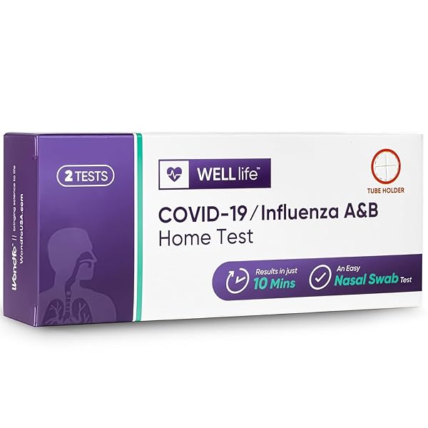 WELLLIFE COVID-19/INFLUENZA A&B HOME TEST, 2 TESTS FLU TESTS FOR HOME COVID FLU COMBO TESTING KIT FDA AUTHORIZED NON-INVASIVE SWAB TEST
