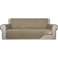 PureFit Reversible Quilted Sofa Cover, Water Resistant Slipcover Furniture Protector, Washable Couch Cover with Non Slip and Elastic Straps for Kids, Dogs, Pets (Sofa, Beige/Beige)