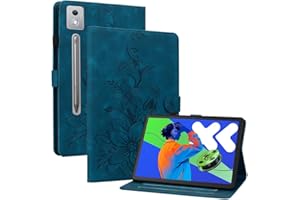 isellcuver Case for Lenovo Idea Tab Pro TB373FU 12.7 inch 2025,Vintage Embossed Lily Pattern PU Leather Shockproof Cover with