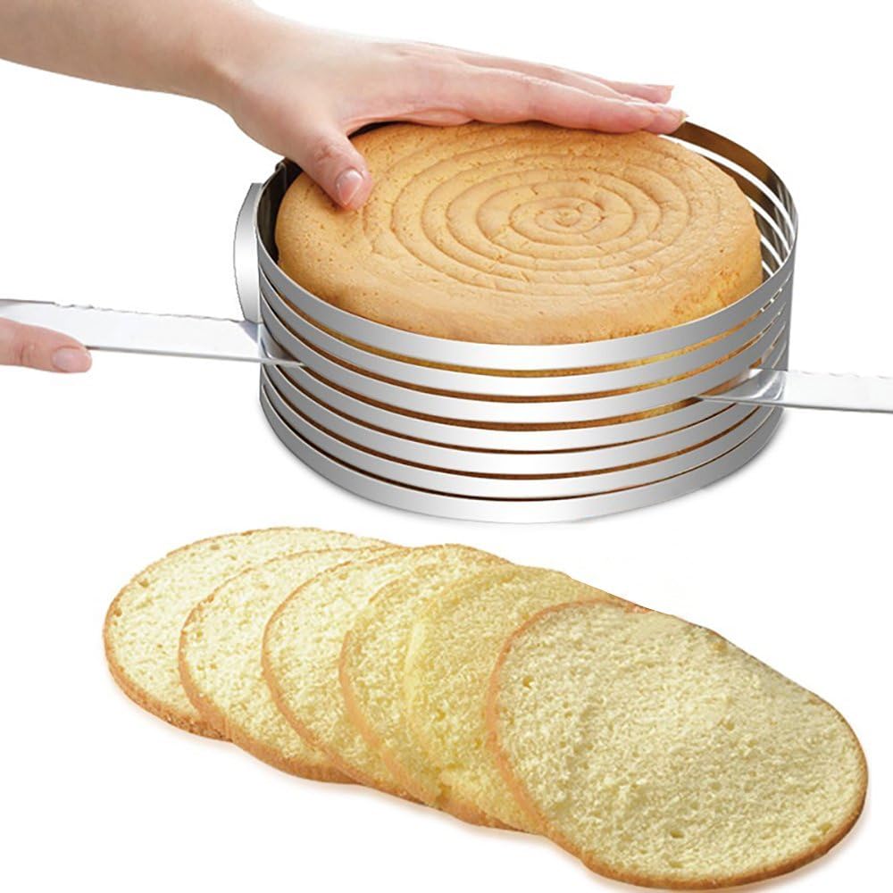 UOMERE Adjustable Cake Slicer Stainless Steel 23-30 x 8.4 cm Cake Tools Mousse Mould Layer Cake Slicer