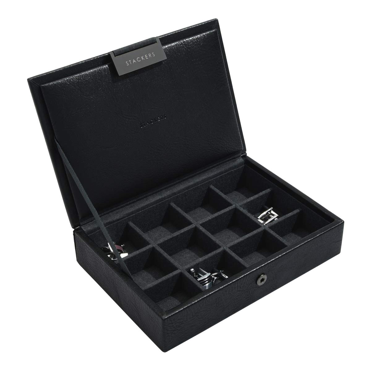 Stackers Mens Black Mini Cufflink Box