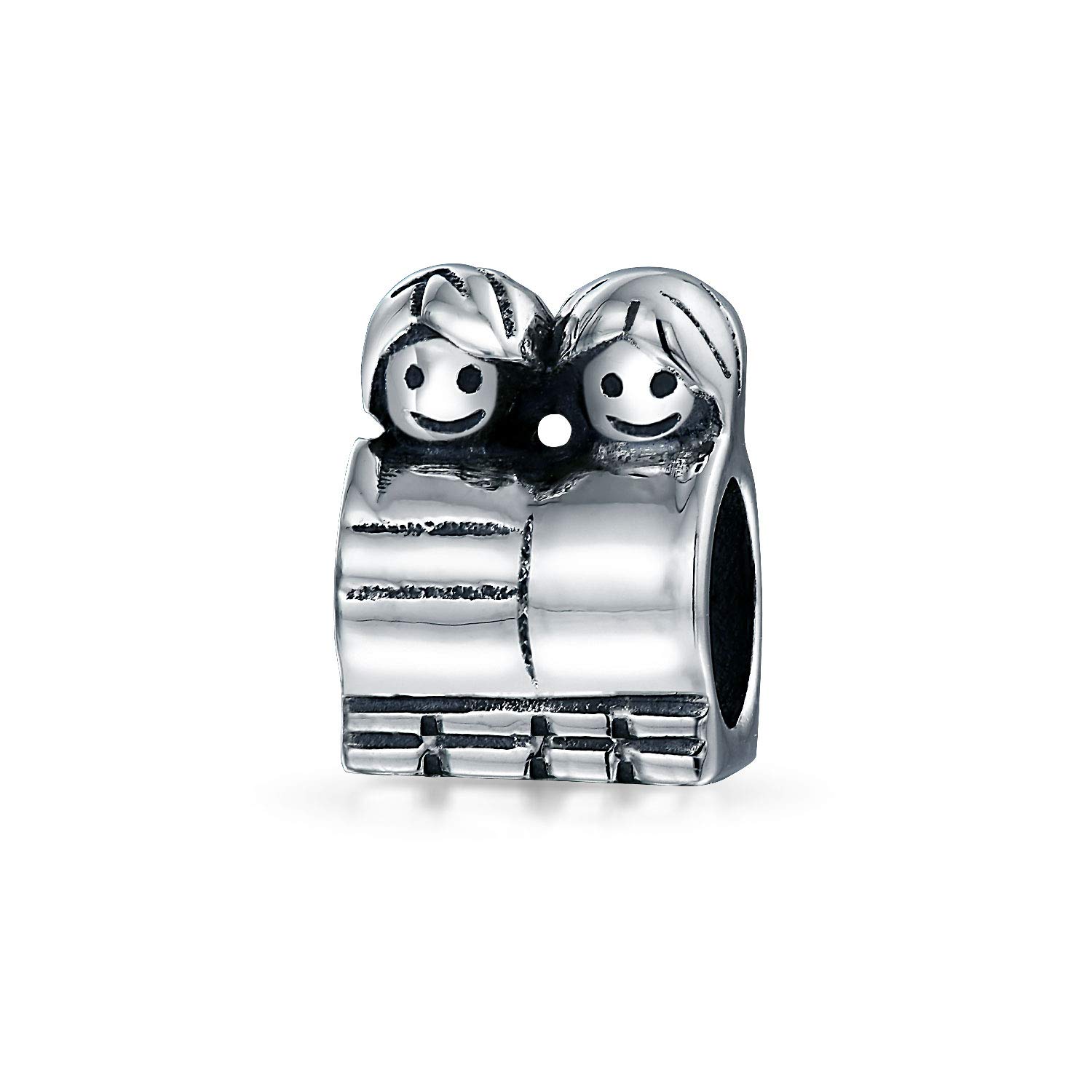 Bling Jewelry Happy Friendship Family Brother Sister Friends Charm Bead For Women Teen Oxidized .925 Sterling Silver Fits European Bracelet