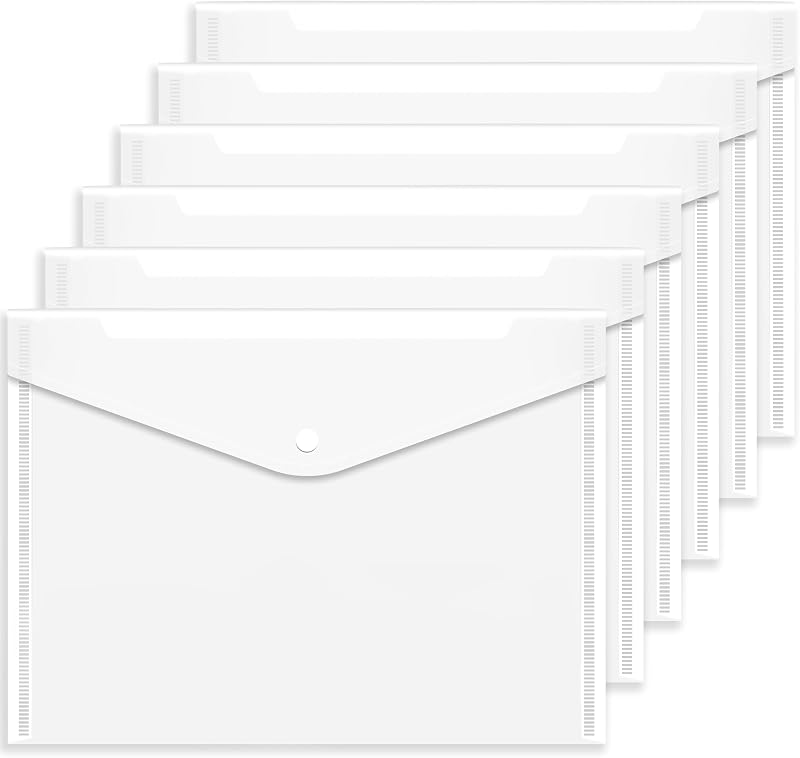 GoodtoU Clear A4 Plastic Wallets with Button Popper 36 Pack